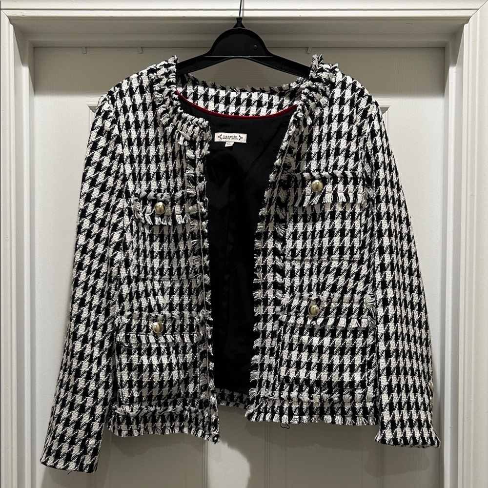 Nanette Lepore Black and White Houndstooth Blazer